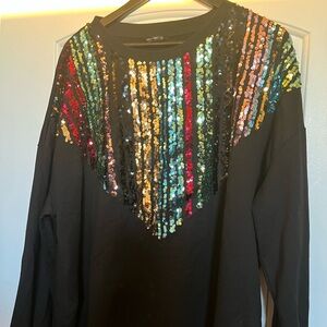 Black Sequin Embellished Sweater
